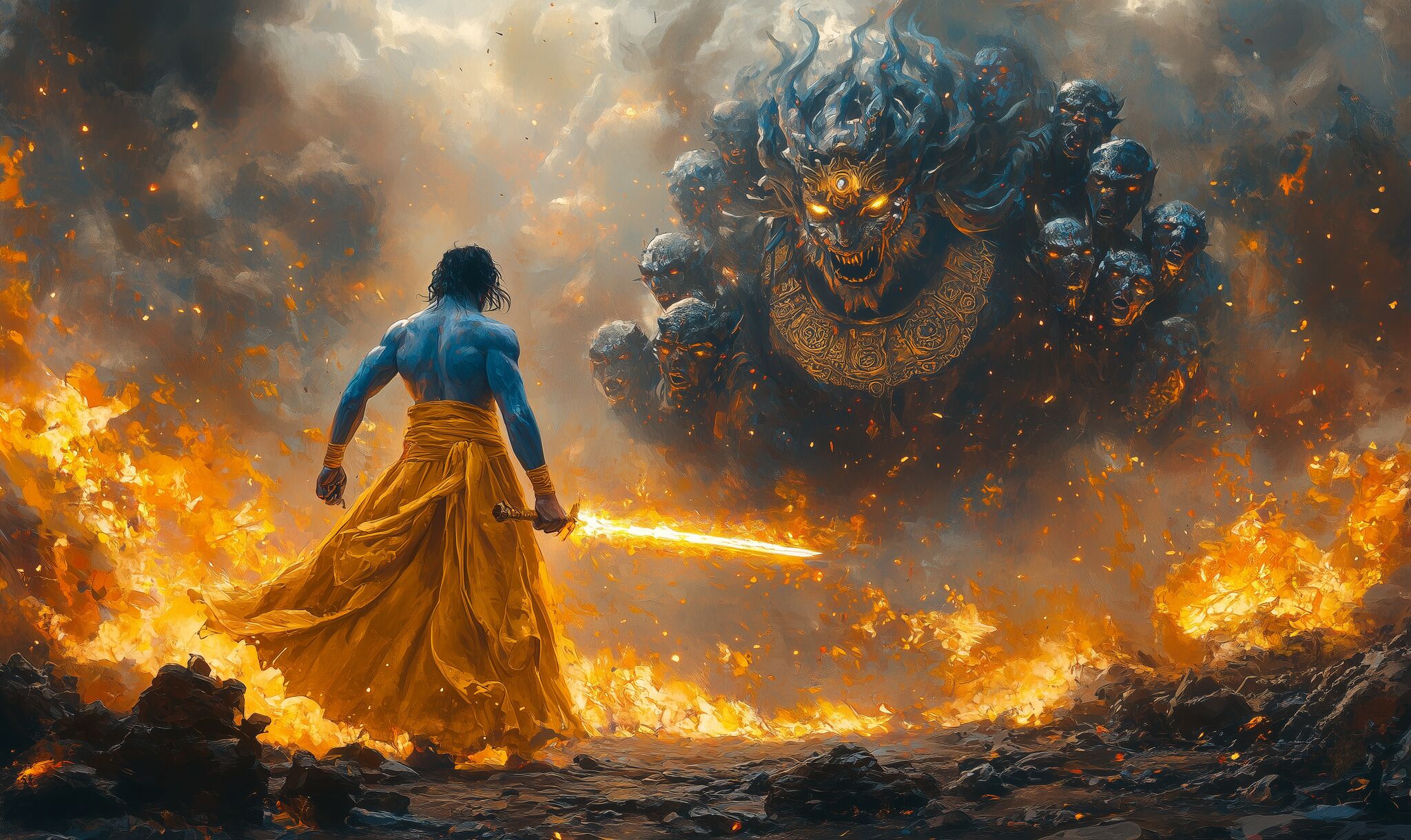 An Elite knight in golden armour faces a shadow Demon across the hex map